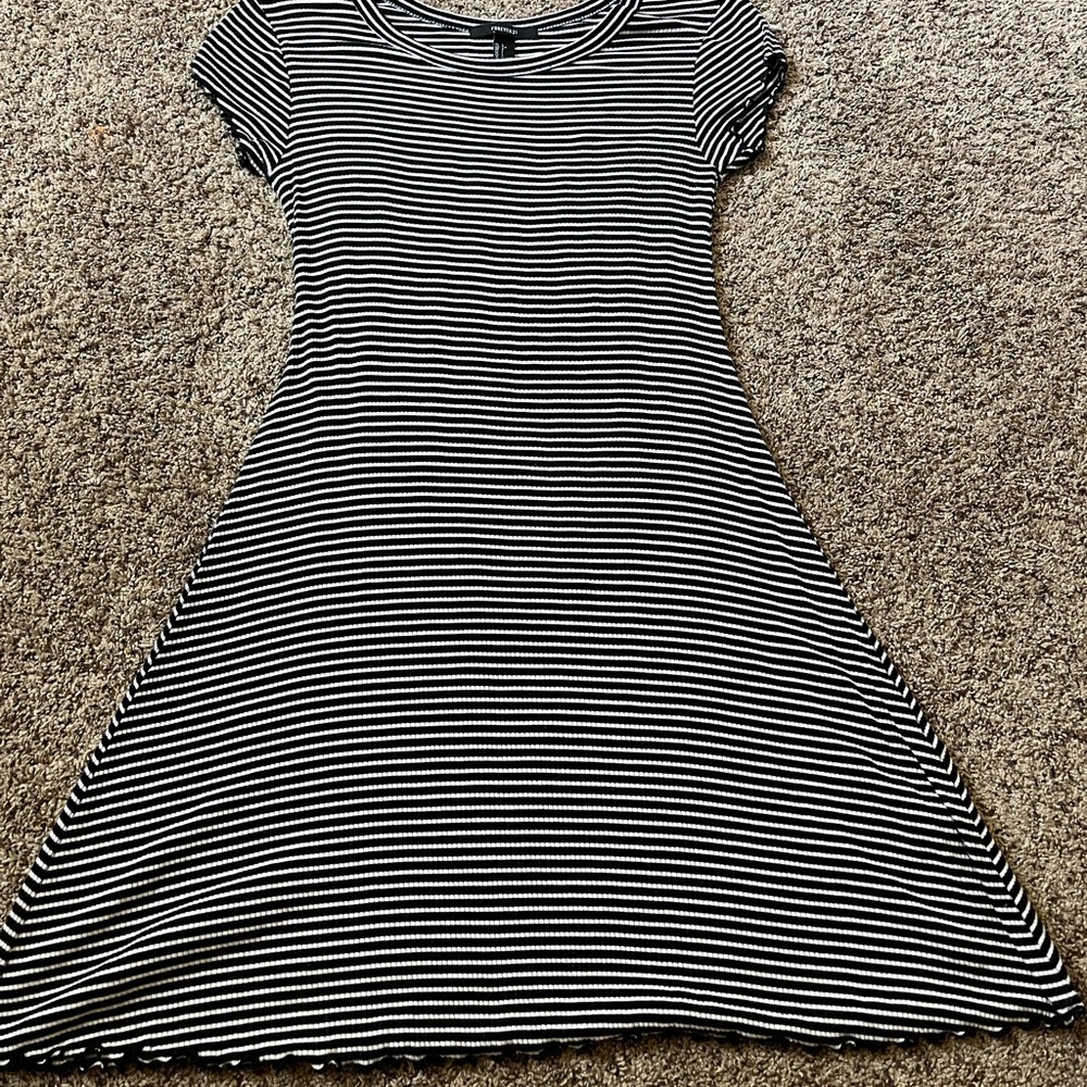 Black and white thin striped dress